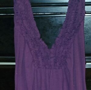 Womens Plunge V-Neck Purple Lace-Trim Halter Top.
